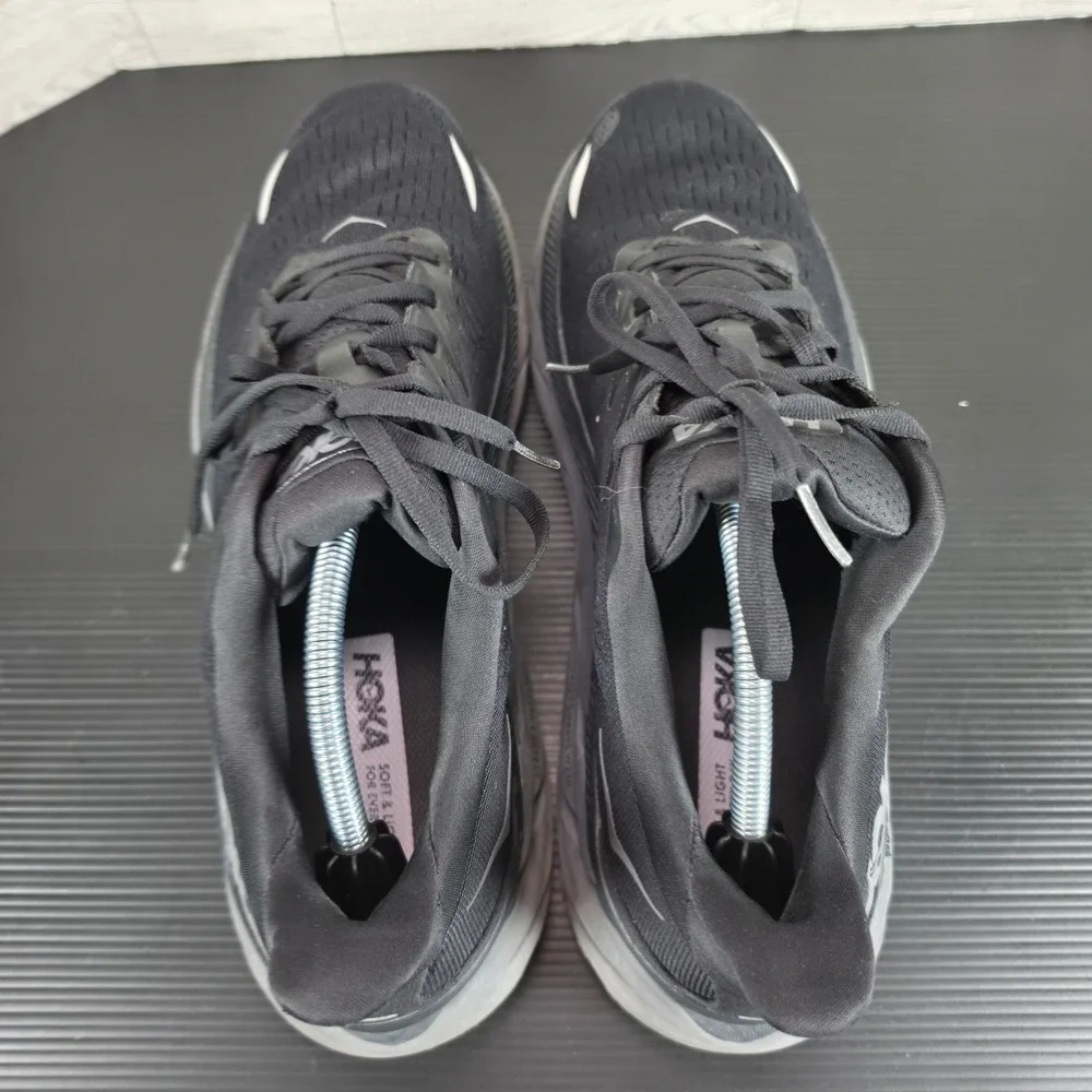 Hoka One One Clifton 8 Mens 13D Black Running Shoes 1119393 BBLC Low Top Sneaker